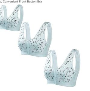 3 front close wireless bras...mint green color